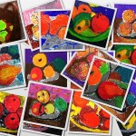 Monoprints inspired by Cézanne still life