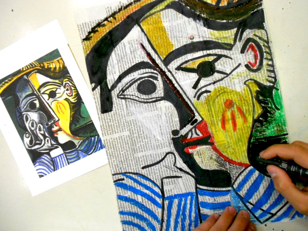 Mixed media portraits by Picasso