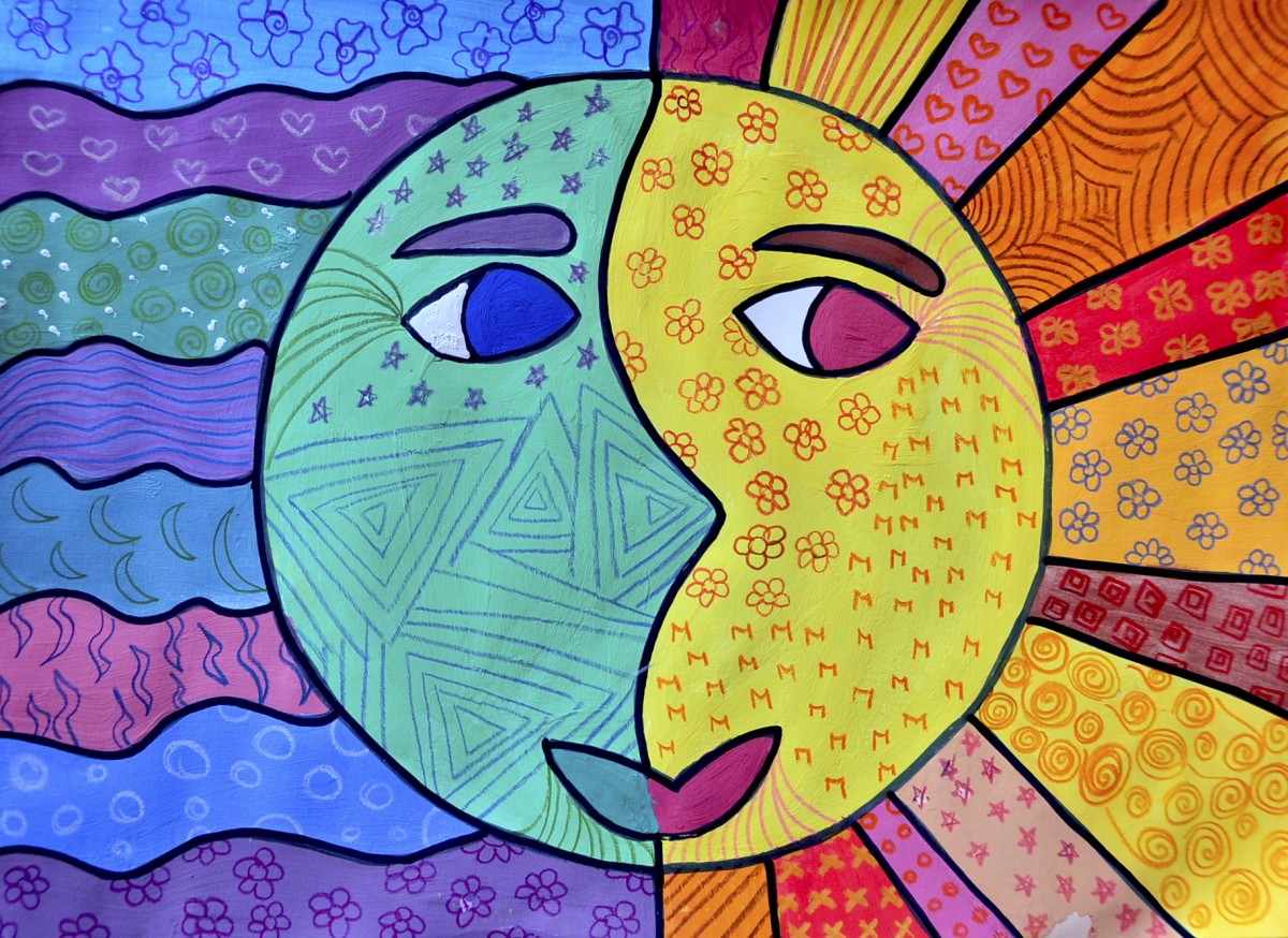 Disegno Sole E Luna Colori Caldi E Freddi