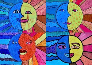 Sun And Moon In Warm And Cool Colors Arte A Scuola