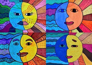 Sun And Moon In Warm And Cool Colors Arte A Scuola