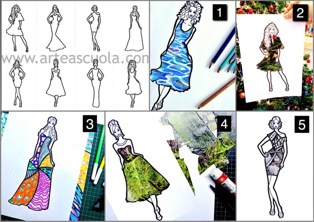 Fashion design with Textures worksheets and 5 activities Arte a Scuola
