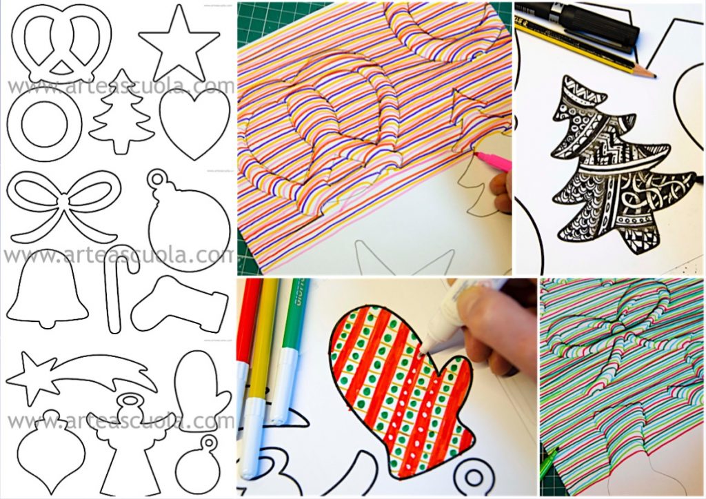 christmas patterns colored outlines