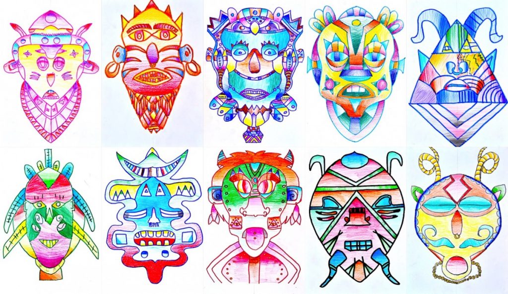 Trace Color and Cut Paper Mask Activity 