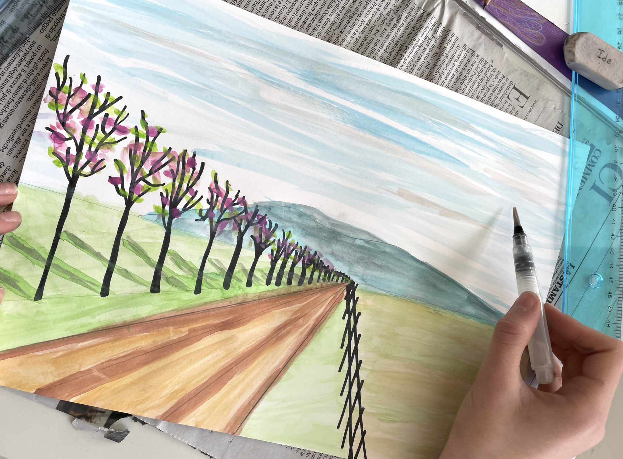 Paesaggio Primaverile in Prospettiva Centrale – Arte a Scuola