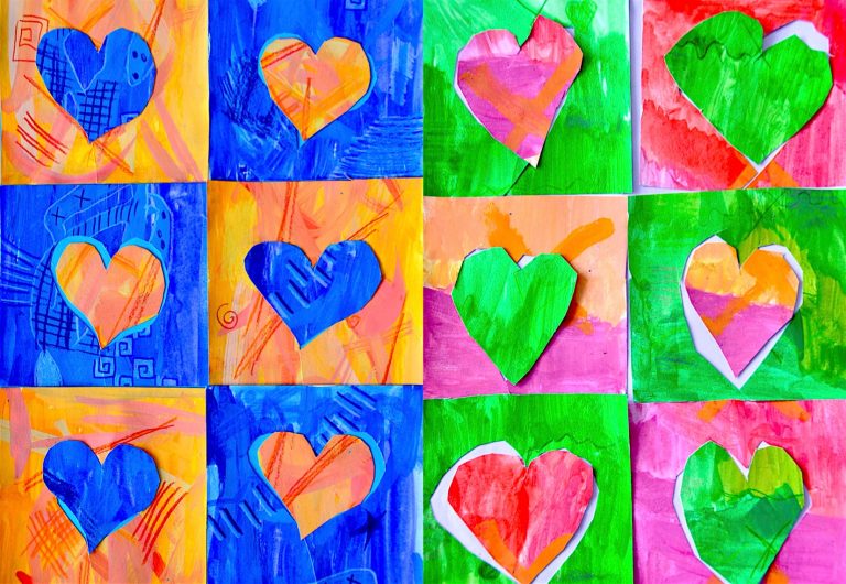 Hearts in complementary colors – Arte a Scuola