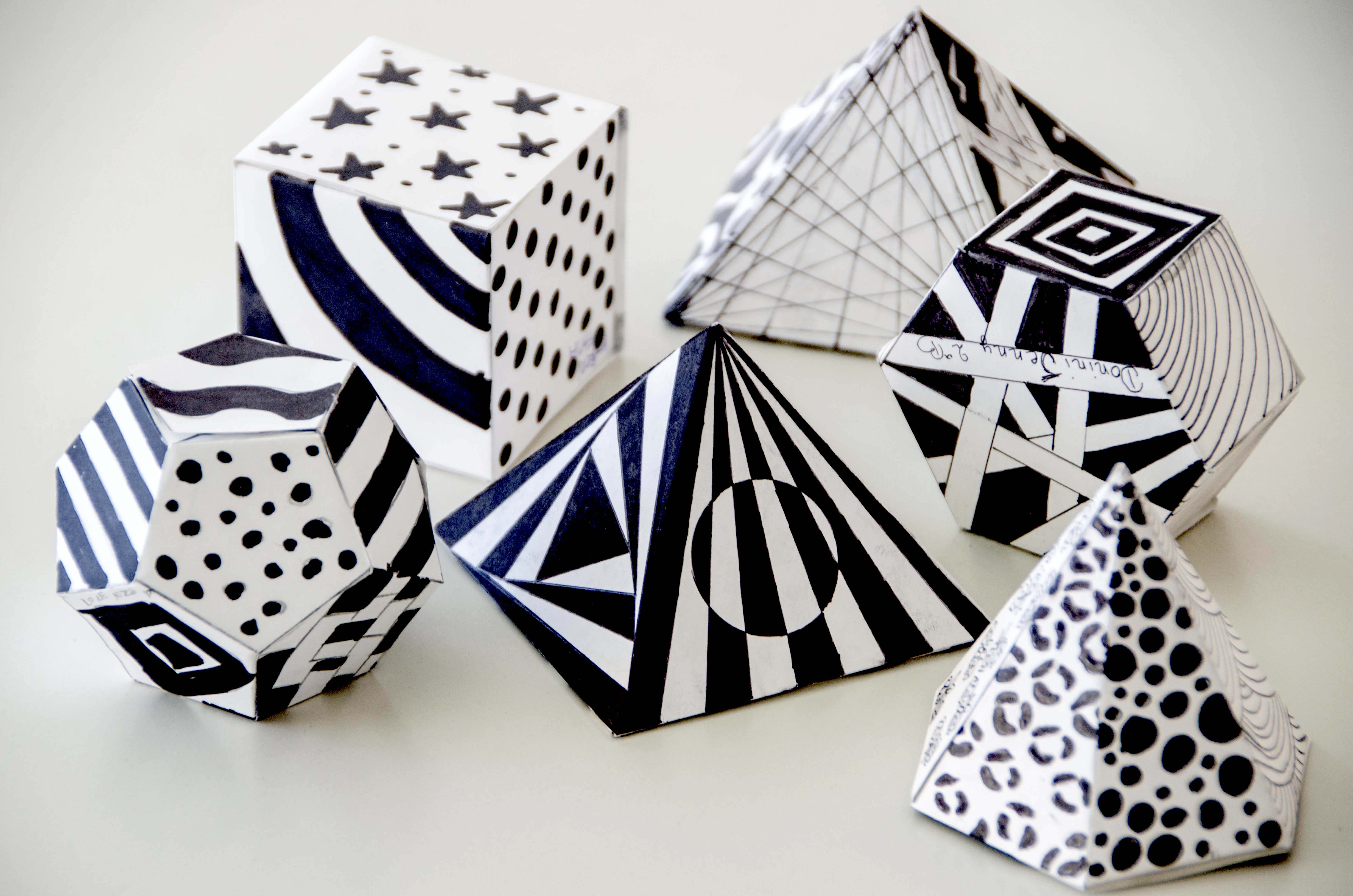 3-D Geometric Paper Shapes with Patterns – Arte a Scuola