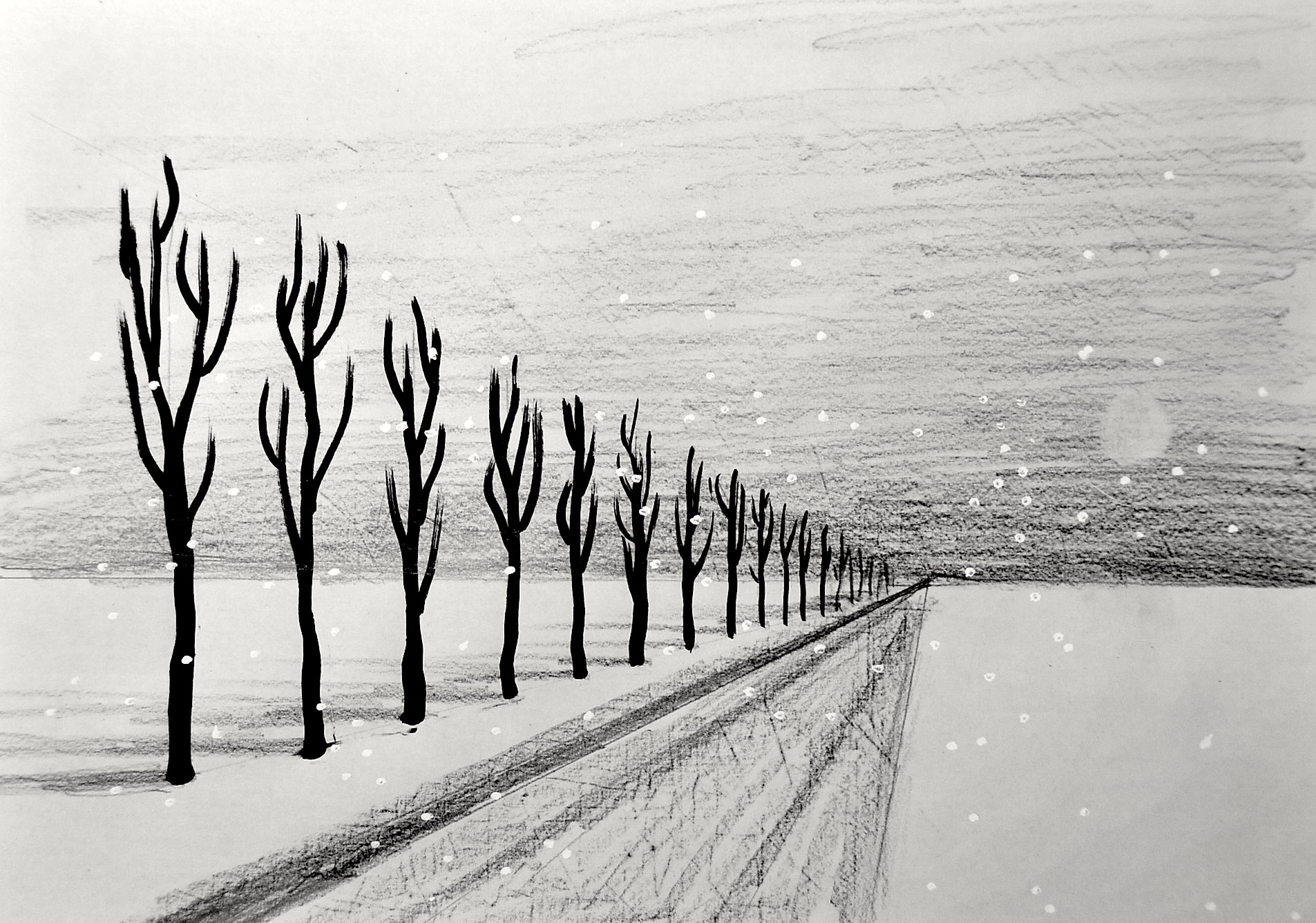 Video Tutorial One Point Perspective Winter Landscape Arte A Scuola